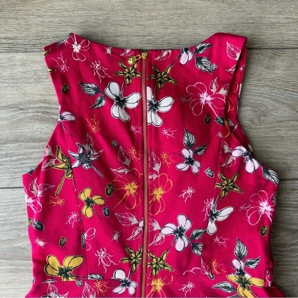 Yumi Sleeveless Floral Casual DARK PINK SKATER DRESS - Picture 14 of 14
